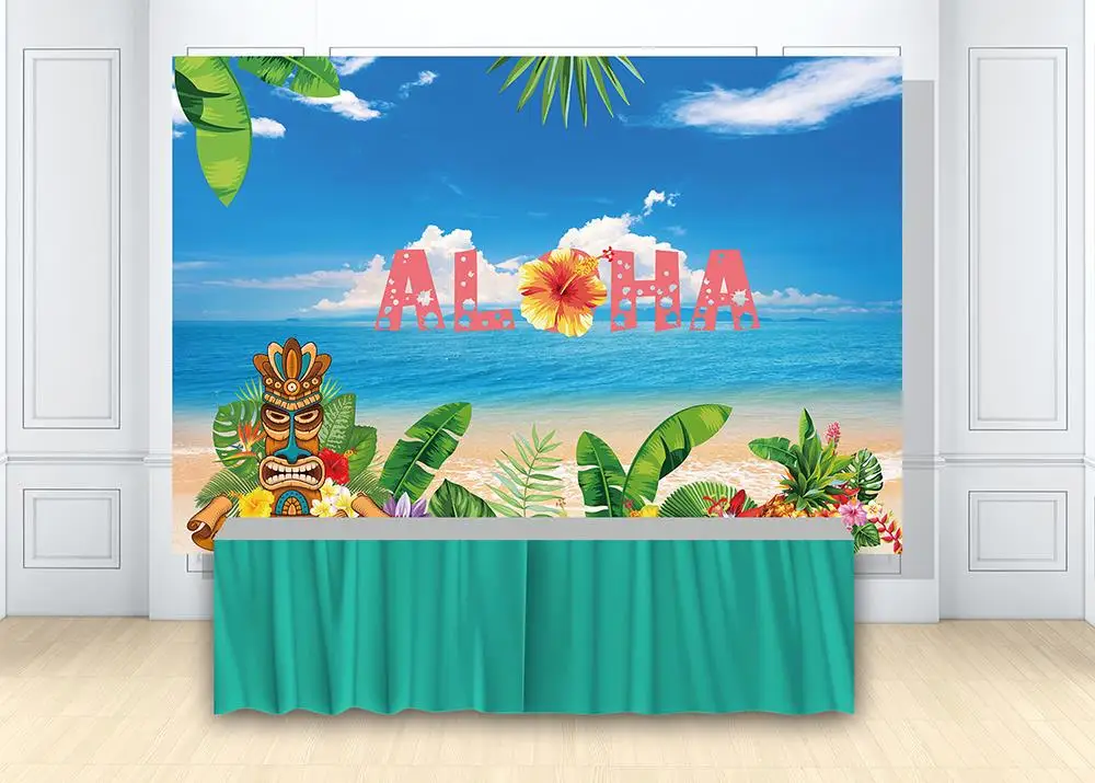 HUAYI Aloha Luau вечерние ничный фон для Лета тропический Гавайский пляж Тики Бар фото
