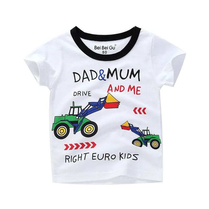 

Cartoon excavator Baby Boy Clothes Short Sleeve Summer Infant Kids Boys Girls Car T-Shirt Clothes Cotton Toddler Letter Tops