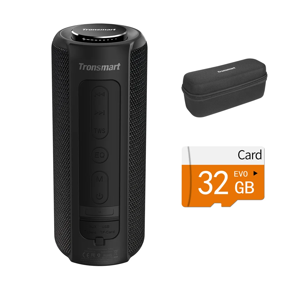 Tronsmart T6 Plus Bluetooth динамик 40 Вт портативный динамик глубокий бас Саундбар с IPX6 Водонепроницаемый, power Bank функция SoundPulse - Цвет: B and case and card