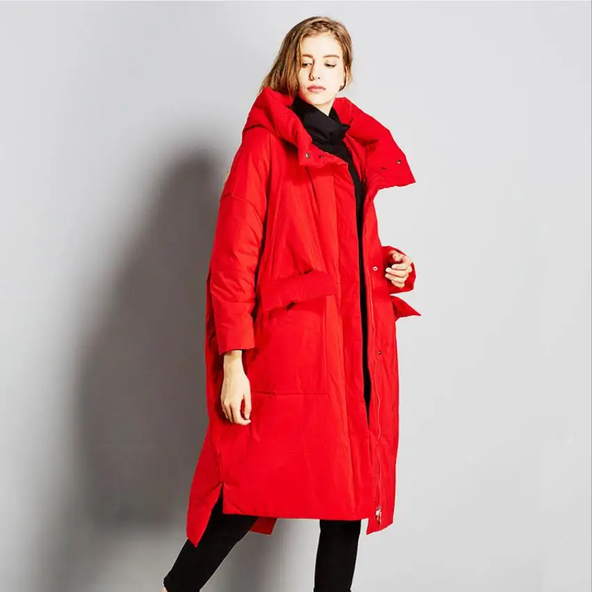 High Quality Winter New Collection loose style Hooded Long Down Coat Female Winter Warm Thick Down Jacket wq647 factory outlet