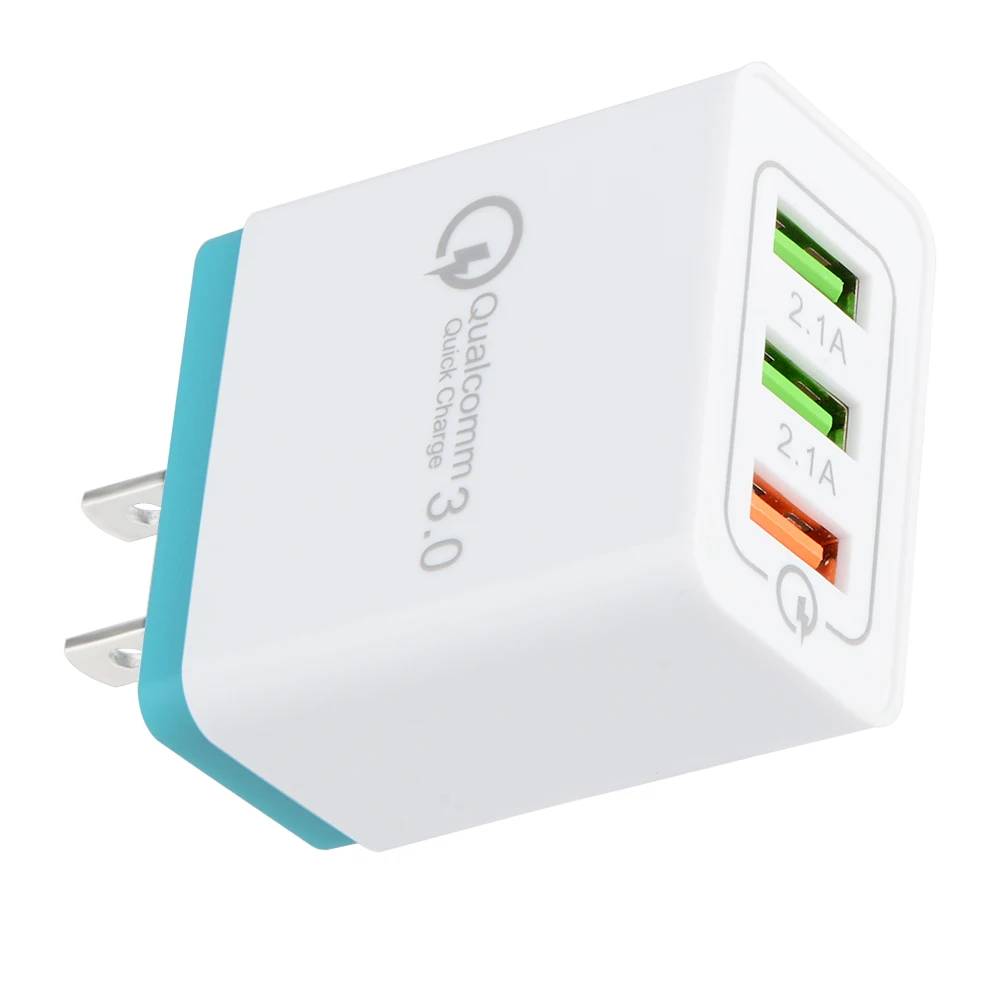 US Plug 3 порта 18 Вт портативное зарядное устройство USB для путешествий Быстрая