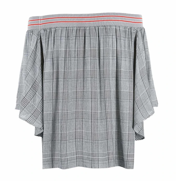 Vero Moda новые женские топы в клетку с открытыми плечами и эластичным вырезом лодочкой с расклешенными рукавами | 31836X503
