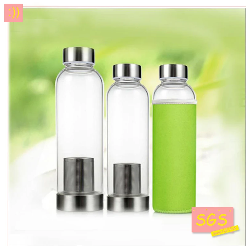 Стеклянная Спортивная бутылка для воды с чайным наполнителем современный дизайн