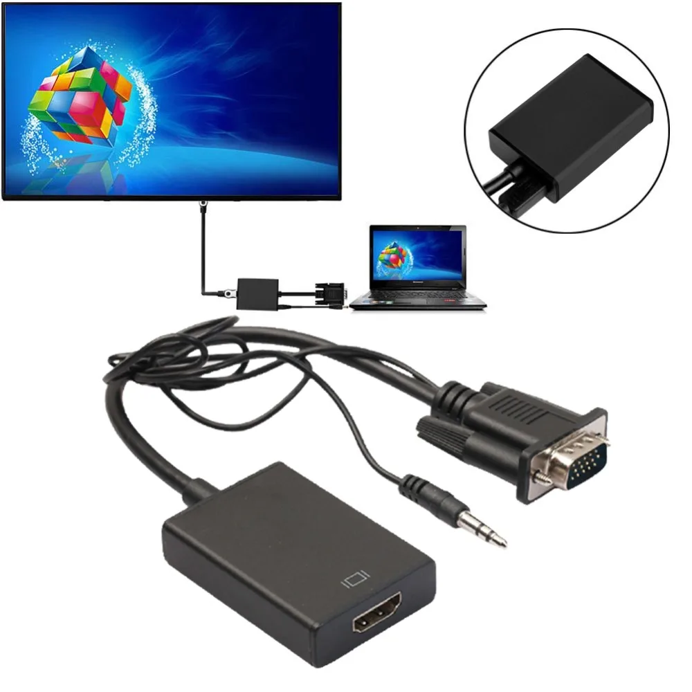 EDAL VGA в HDMI адаптер с 3 5 мм аудио поддержкой 1080P и USB питания Видео кабель конвертер