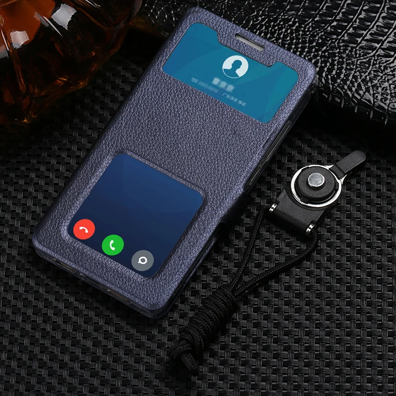 Деловой чехол из искусственной кожи с двойным окошком для Xiaomi Redmi 9T Note 9 Power POCO M3 F3 F2
