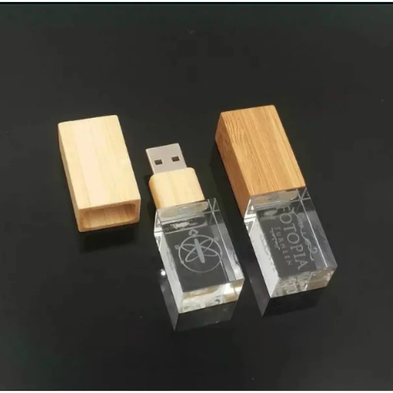 Пользовательские DIY 3D Cystal внутри Логотип Деревянный кристалл карта памяти USB 2 0 4