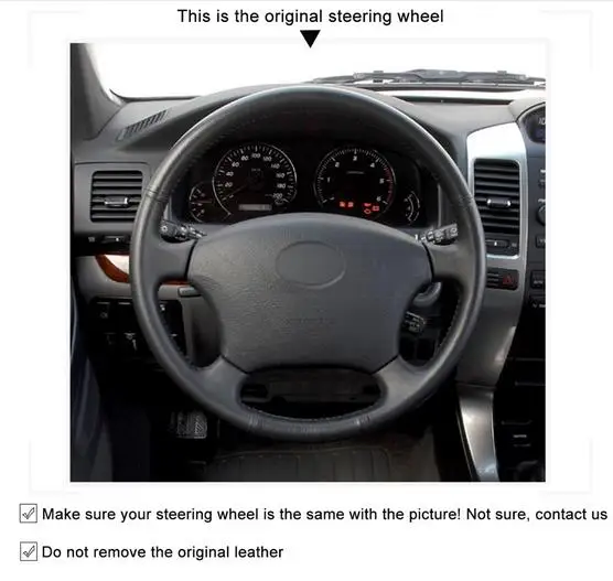 Black Genuine Leather Steering Wheel Cover for Toyota Land Cruiser Prado 120 2004-2009 1995-2007 Tacoma | Автомобили и мотоциклы