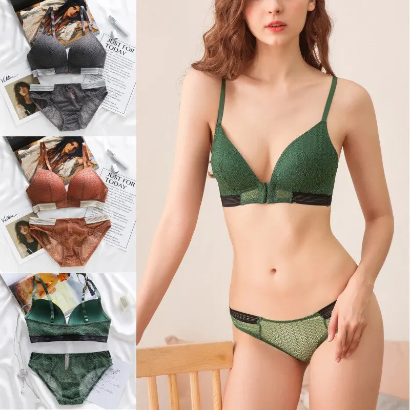 Женский бюстгальтер с кружевной подкладкой и пряжкой спереди без ободка