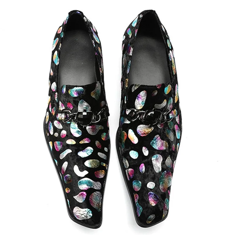 

New 2019 summer pointed toe men dress shoes colorful polka dot low heel ankle slid-on shoes