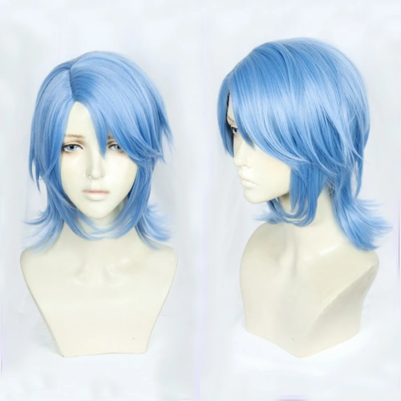

Anime Kingdom Hearts III Aqua Short Blue Styled Heat Resistant Hair Perucas Cosplay Costume Wig + Free Wig Cap