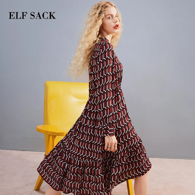Женское платье ELFSACK повседневное Хлопковое до колена с коротким рукавом и