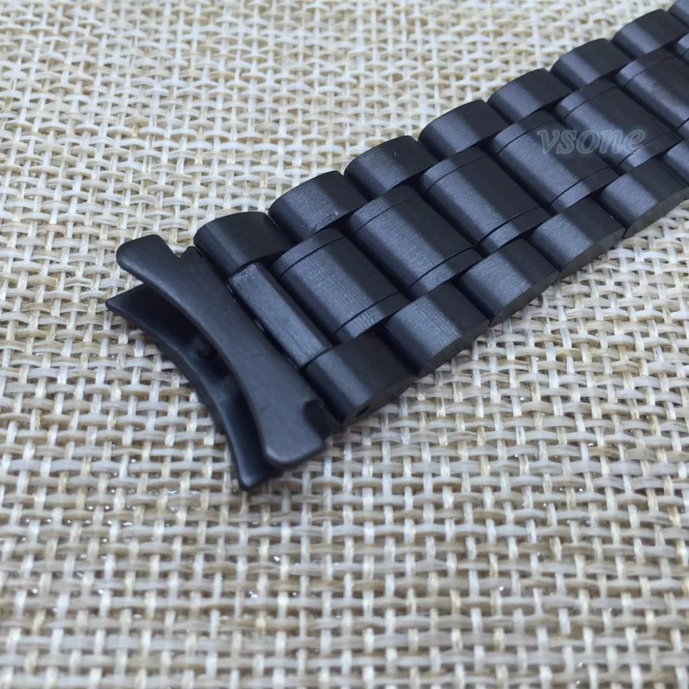 Черный ремешок для часов с изогнутым концом застежка из нержавеющей стали