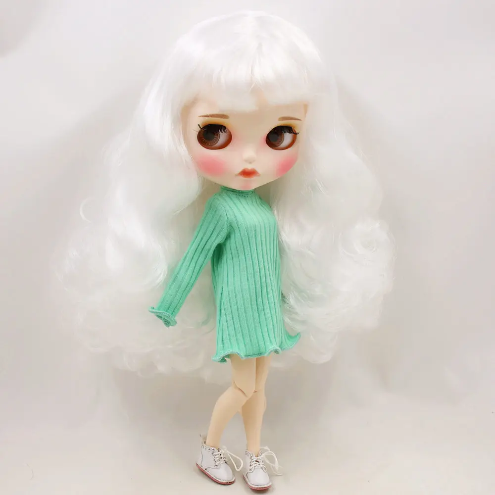 Кукла Blyth No.BL136 с белыми волосами вырезанными губами матовым индивидуальным лицом
