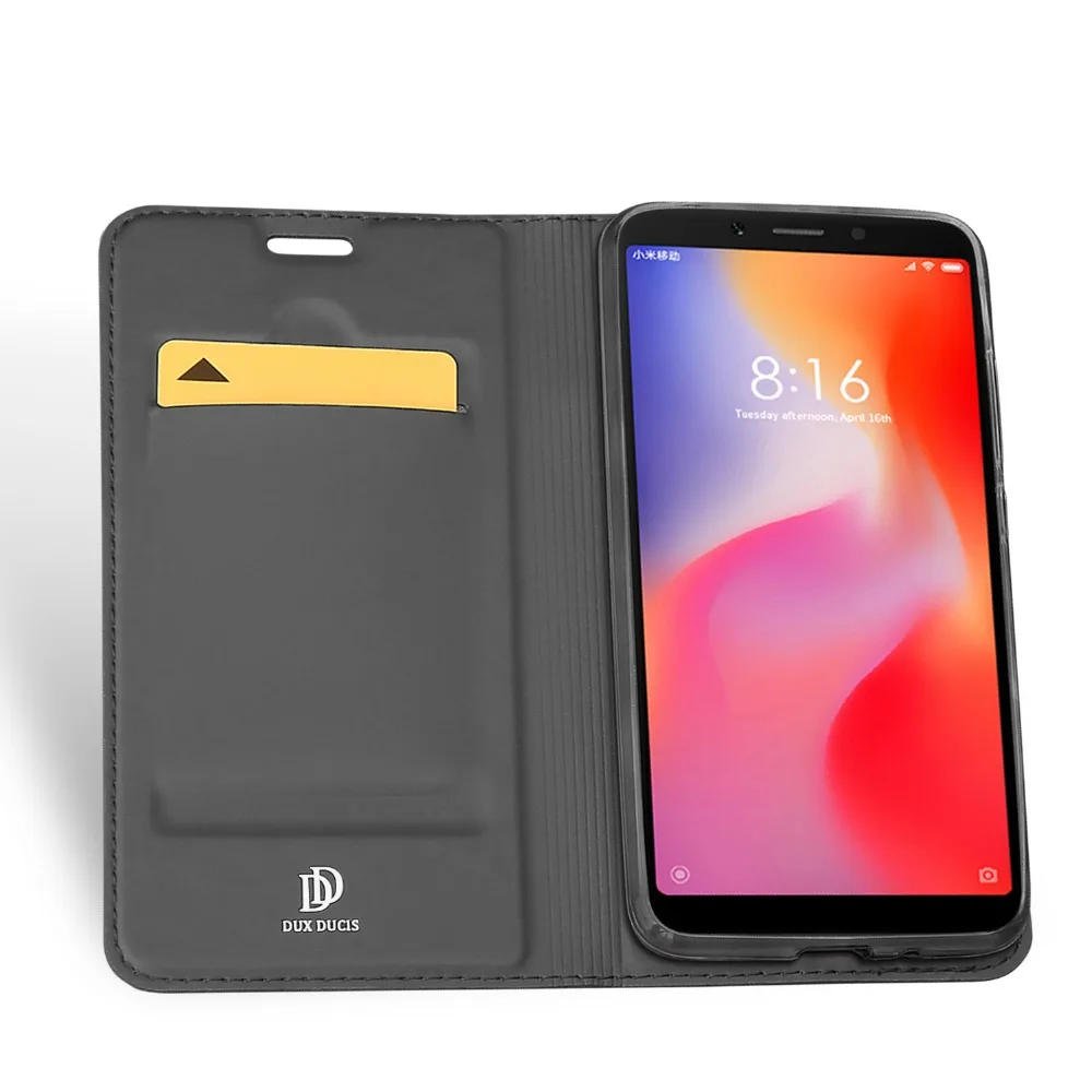 Glass film gift) DUX DUCIS Leather Flip Case for Xiaomi Redmi 6A Book Wallet Phone Cover Redmi6A 6 A 5.45&quot | Мобильные телефоны