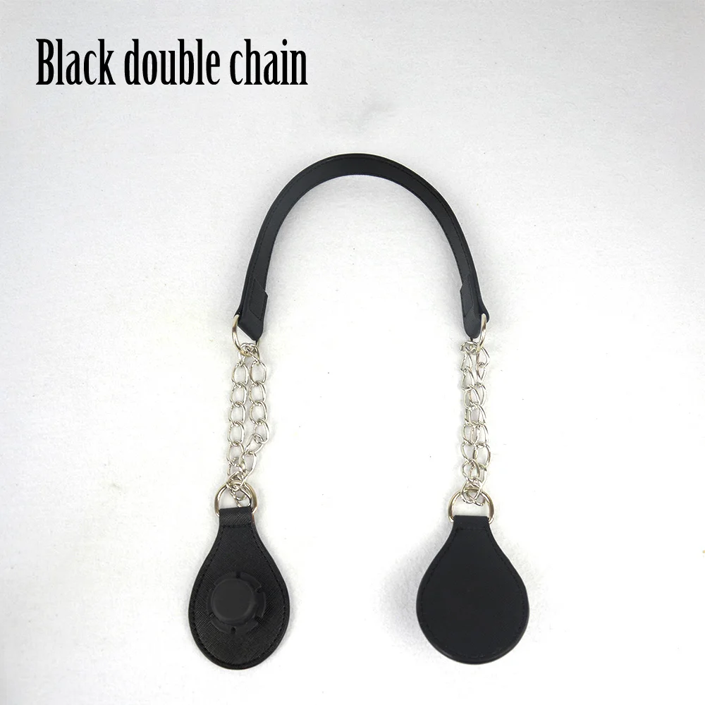 Black double Tanqu 1 шт. O Мешок край живопись ремень серебряная цепь ремешок ручка с drop end для obag корзина - Цвет: Black double