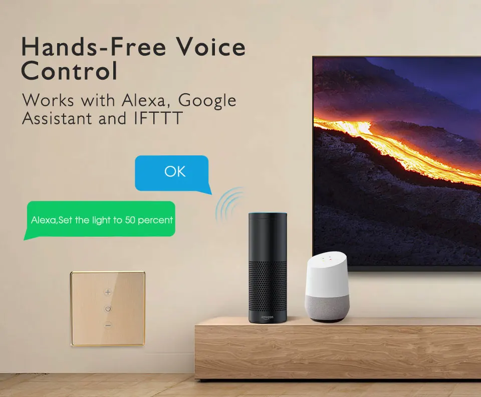 Золотой/Серебряный светодиодный диммер умный Wifi переключатель сенсорное управление бесступенчатый диммер с лампой совместимый с Amazon Alexa Google Assistant