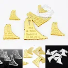50 * Персонализированные Свадебные подвески для вина на заказ, золотистоесеребристое зеркалопрозрачноедеревянное праздничное украшение в виде пятиконечной звезды, Подарочная бирка