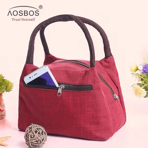 Aosbos Оксфорд Портативный кулер холст для обеденного мешка Сумка для пикника Твердые теплоизолированные сумки для еды через плечо для мужчин женщин мужчин и детей