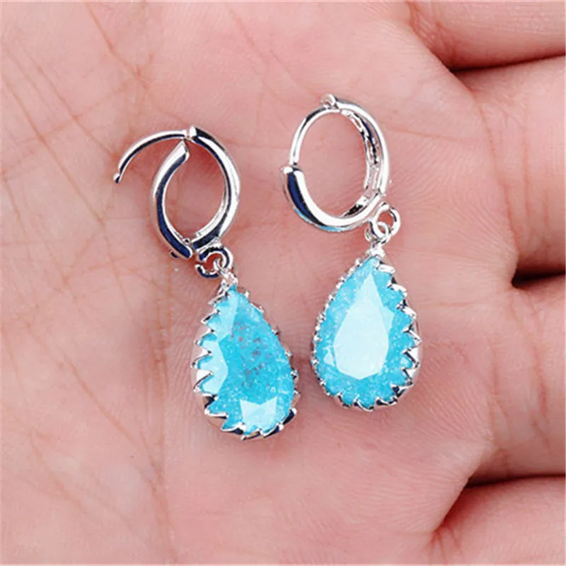 RONGQING 6Pairs/lot Ice Blue Water Droplets Zircon Earrings for Women High Quality Sisters Jewelry Gift | Украшения и аксессуары