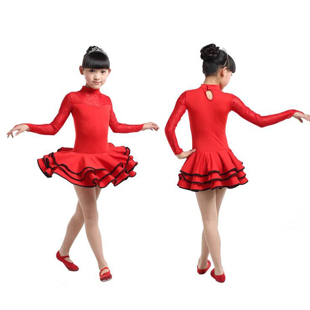 Латинское детское танцевальное платье для девочек одежда Бальных и сценических