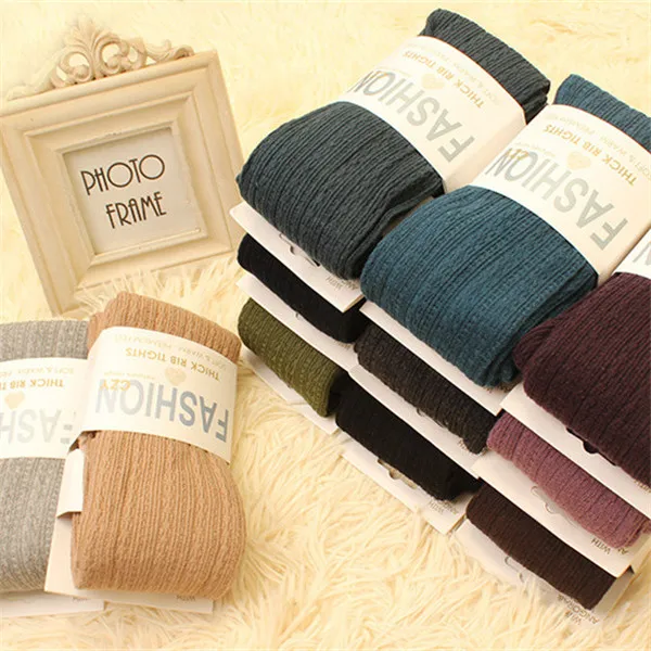 Колготки женские хлопковые толстые трикотажные колготки с вертикальными