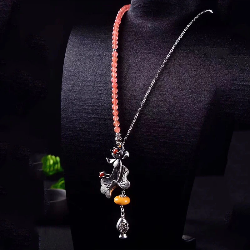 Женское Ожерелье из пчелиного воска винтажное ожерелье с листьями лотоса и