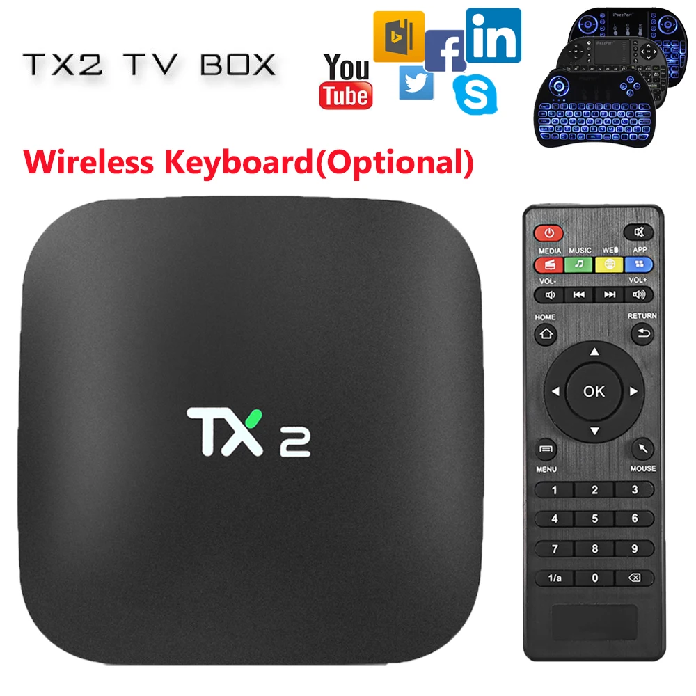 TX2 R2 Smart TV Box 2 ГБ/16 ГБ Android 6 0 Bluetooth2.0 RK3229 KD воспроизводитель мультимедиа Rockchip H.265 4 K 4G