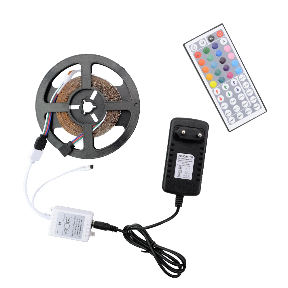 Светодиодная лента SMD3528 RGB гибкая Рождественская гирлянда 5 м 10 15 источник питания