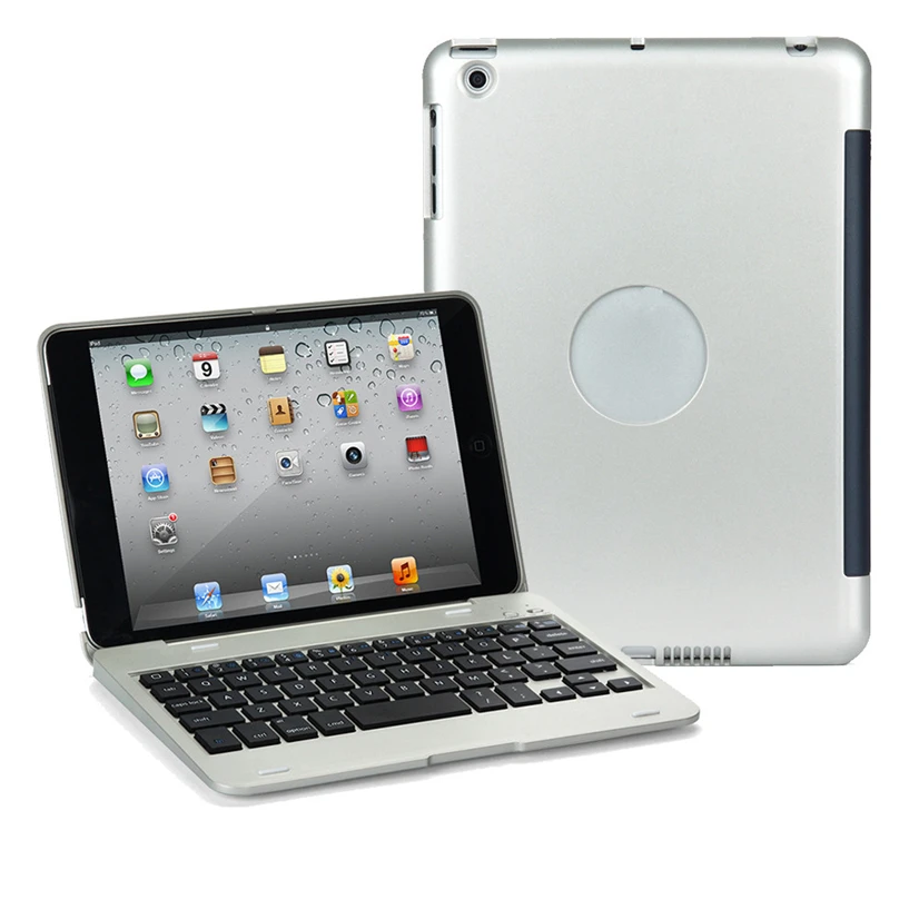 Высококачественный для Apple Ipad Mini 1 2 3 складной перезаряжаемый Bluetooth чехол для клавиатуры APR25 - Цвет: Серебристый