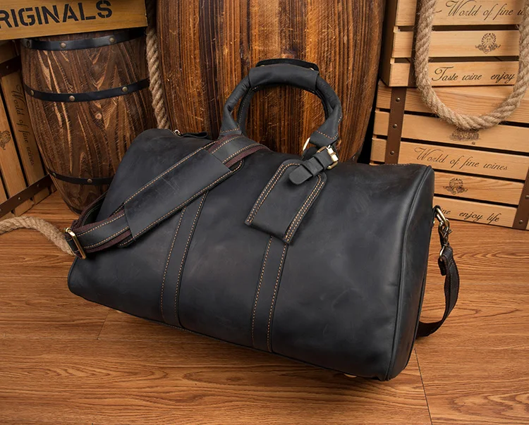 Винтажная багажная сумка, мужские дорожные сумки, bolsa de viagem grande de couro masculina crazy horse, натуральная кожа, мужская сумка для путешествий