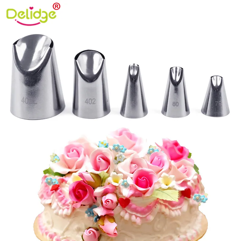 Комплект кондитерских насадок Delidge 5 шт./компл. из нержавеющей стали с лепестками