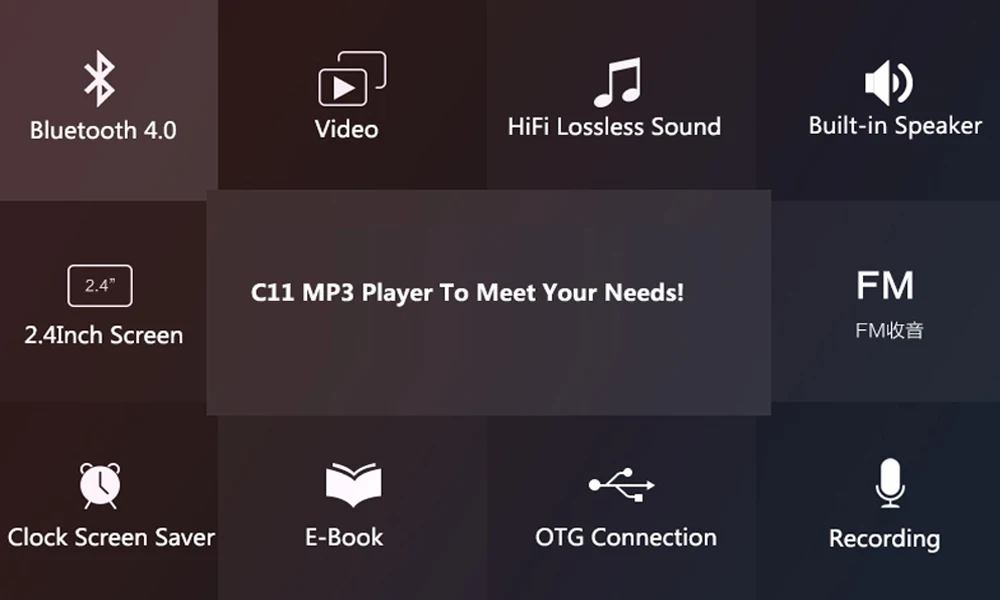 HIFI музыкальный MP3 плеер без потерь с Bluetooth 2," TFT цветной экран Встроенный динамик MP3 Поддержка TF карты до 128G