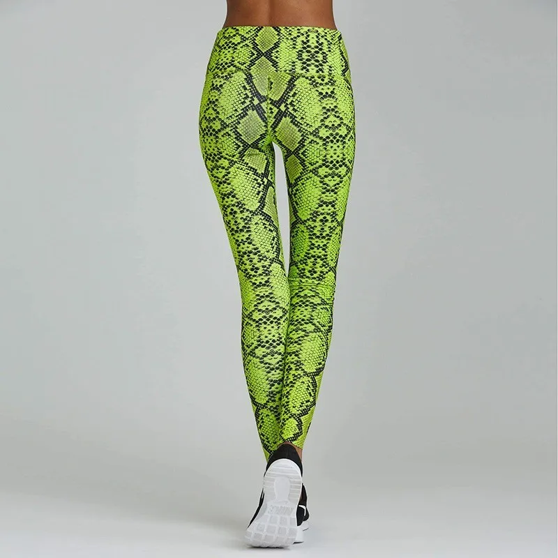 Сексуальные Спортивные Леггинсы со змеиным принтом новые штаны для фитнеса или