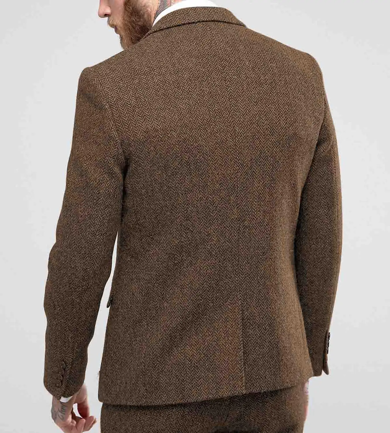 Brown Jacket Мужской костюм, повседневный деловой костюм из трех предметов для женихов, серый, белый, бордовый смокинг с лацканами для свадьбы, блейзер+ брюки+ жилет - Цвет: Brown Jacket