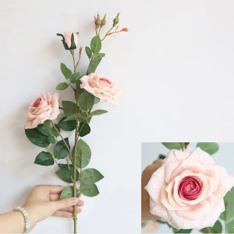 1 шт. 92 см 3 ап романтические искусственные розы DIY Шелковый цветок искусственные цветы для свадебного украшения дома искусственные цветы - Цвет: Purple Champagne Ros