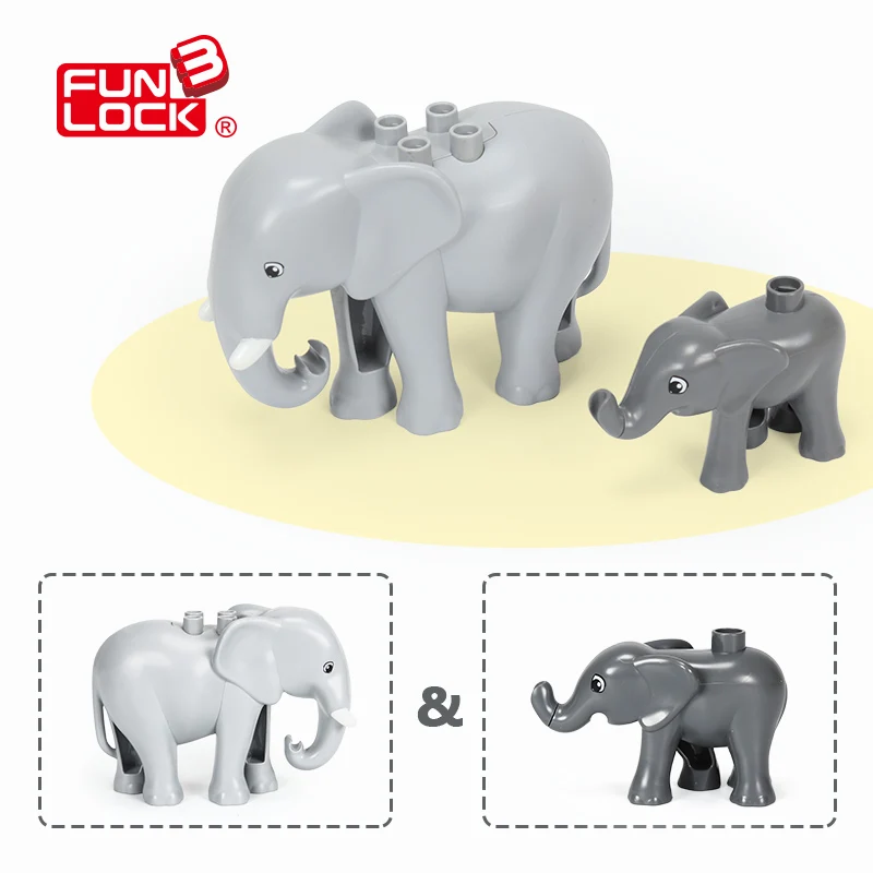 Funlock Duplo Большой Слон маленькие блоки для детей Обучающие игрушки на 2-4 года |