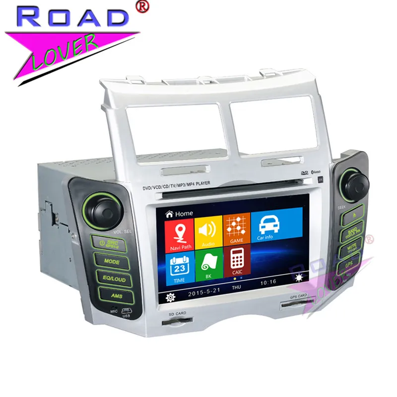 Автомобильный мультимедиа-плеер TOPNAVI Wince 6.0 2Din для Toyota Yaris 2005-2011 со встроенной GPS-навигацией и поддержкой MP3.