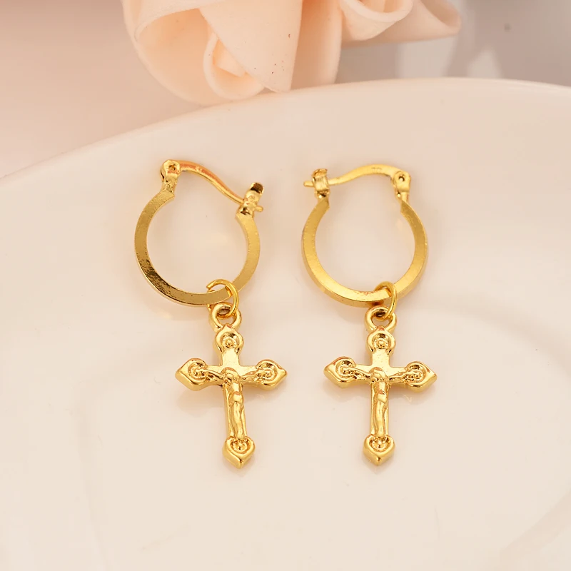 

Gold color Charm knot Cross Earrings for Women Girl Special Design, Christian party Jewelry God Bless women gifts
