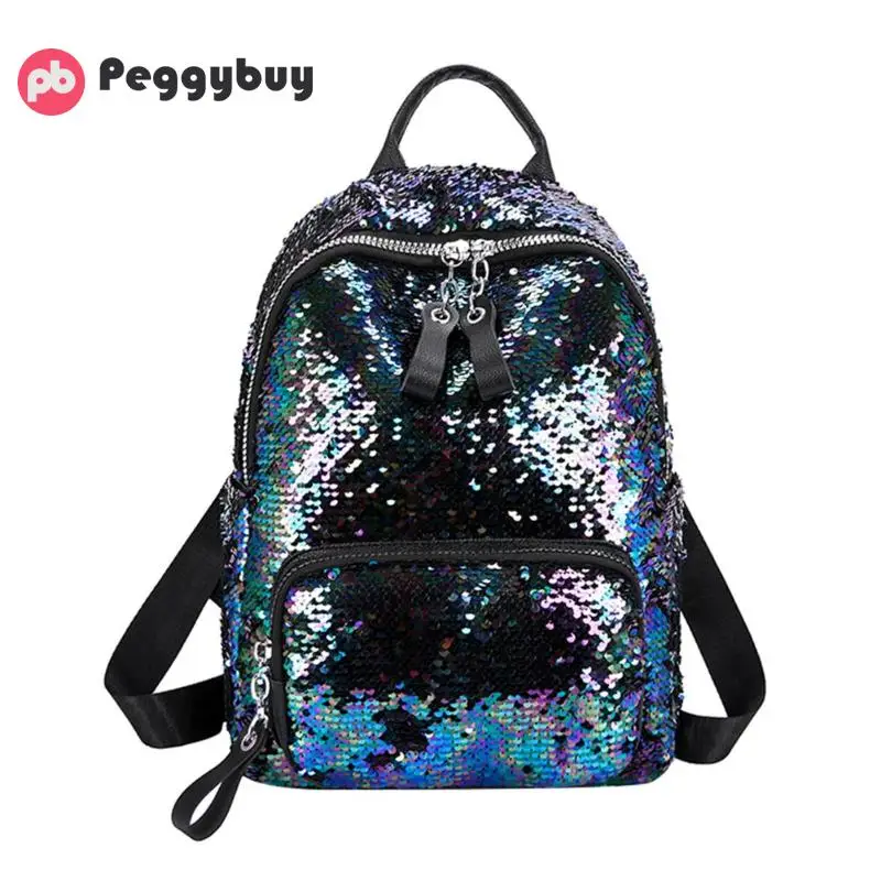Модный Блестящий женский кожаный рюкзак с блестками Mochila, блестящие школьные сумки для девочек, блестящая сумка на плечо, сумка для книг с блестками