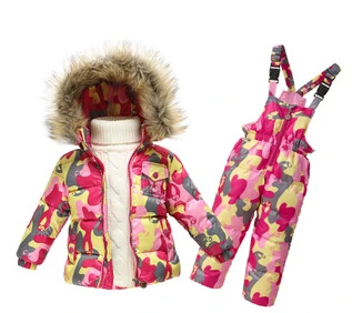 Комплект зимней одежды для детей лыжный костюм мальчиков пуховик девочек куртка