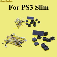 chenghaoran 1set full set black plastic for ps3 slim console screws screw rubber feet cover set screws kit repair parts replace