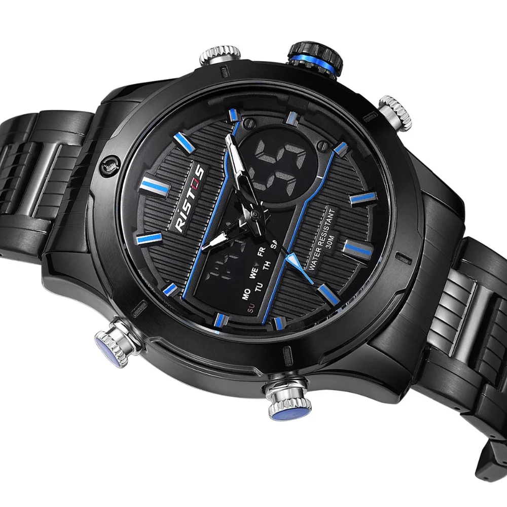 Мужские спортивные часы RISTOS в стиле милитари мужские из нержавеющей стали
