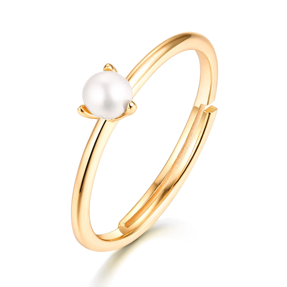 ALLNOEL, модное 925 пробы Серебряное кольцо с настоящим жемчугом для женщин, регулируемое ювелирное изделие с натуральным драгоценным камнем, золотой подарок для матери