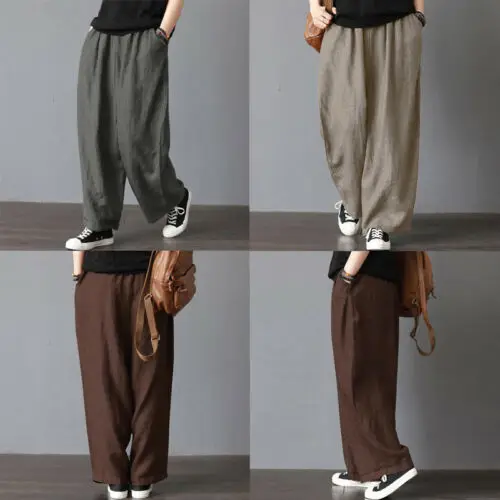 Брюки женские/мужские Длинные свободные с эластичным поясом|Широкие брюки| |