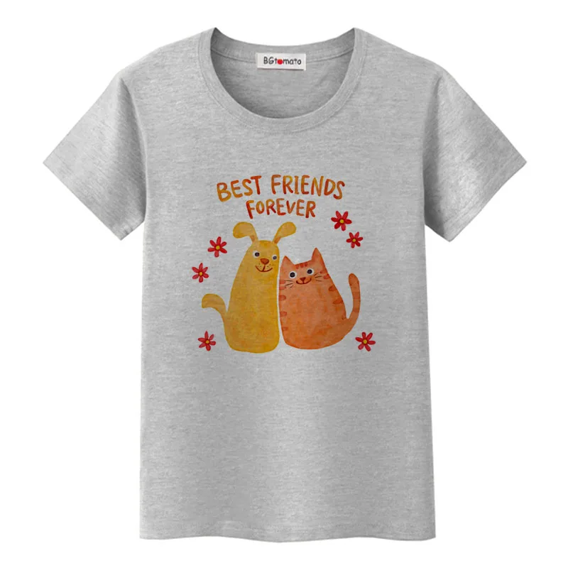 Футболка BGtomato с надписью Best friends forever женская милая мультяшная футболка кошками