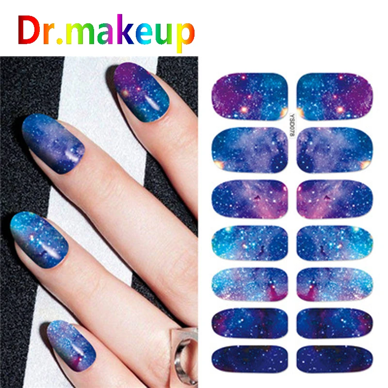 Dr. makeup 1 лист очаровательные наклейки для ногтей s 3D полное покрытие звездное небо