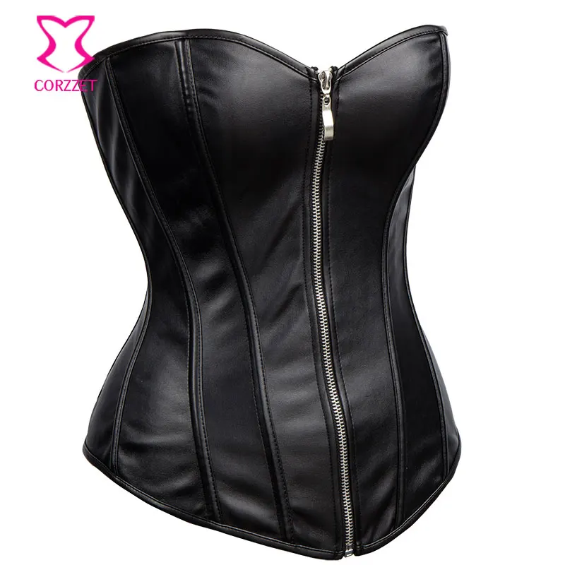 Черный корсет из искусственной кожи в стиле стимпанк корсеты и бюстье для