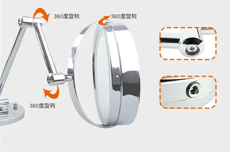 Железное двухстороннее зеркало для ванной комнаты 10 кратное увеличение