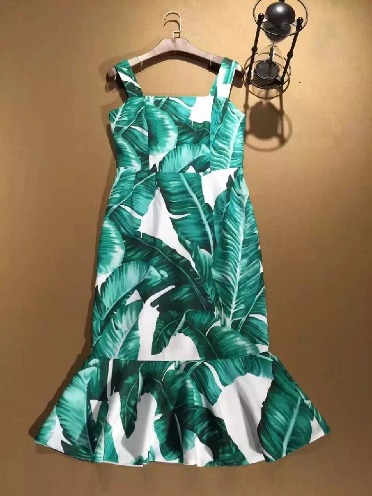 Женская обувь Сезон лето Подиумная модель в стиле ретро с принтом миди платье