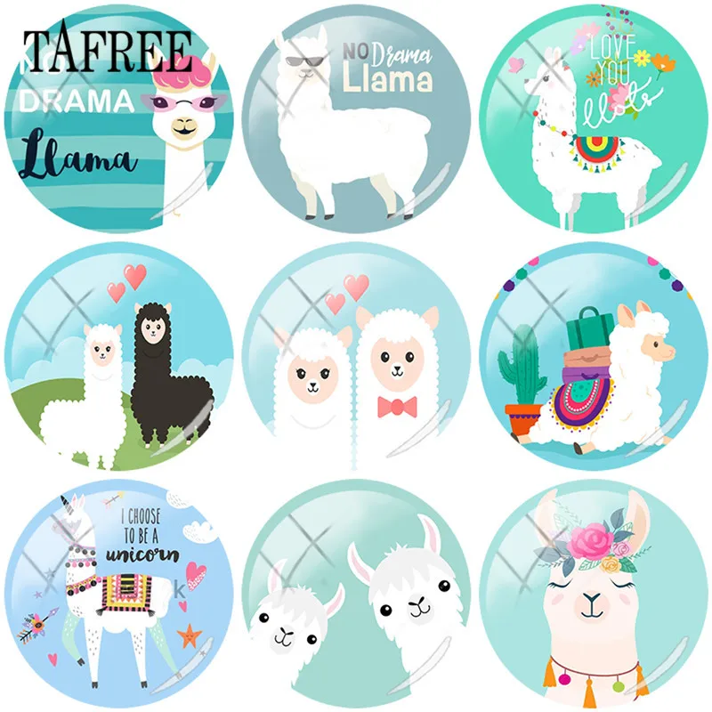 TAFREE прекрасный Альпака ламы с цветком фокусным расстоянием 25 мм кабошоны